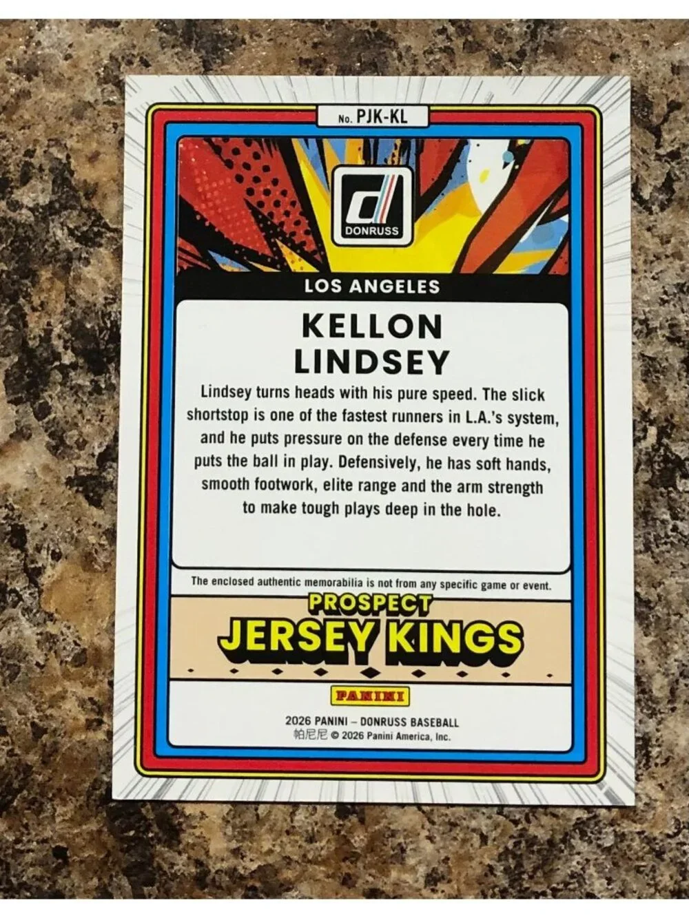 2026 Donruss Jersey Kellon Lindsey Kings Blue Cracked Ice 2-Color PATCH Jersey